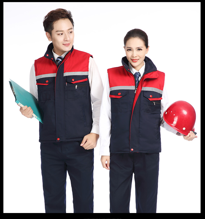 冬季建筑工地工人工廠(chǎng)倉儲反光條背心男女環(huán)衛工程保暖棉馬甲(圖25)