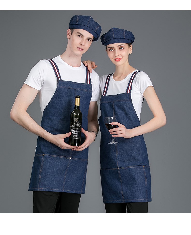 仔工作服圍裙餐廳咖啡師奶茶店花藝理發(fā)師背帶定制圍裙印logo女(圖13)