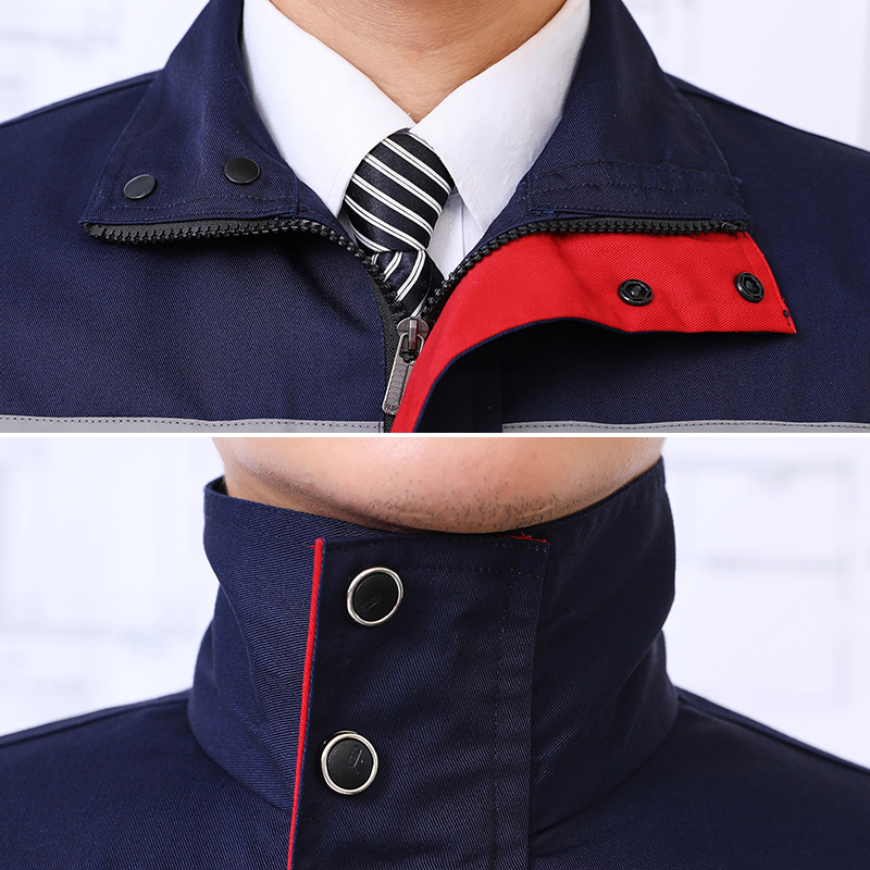 電焊長(cháng)袖工作服套裝男防燙阻燃廠(chǎng)服耐磨汽修勞保服工程服加厚(圖2)