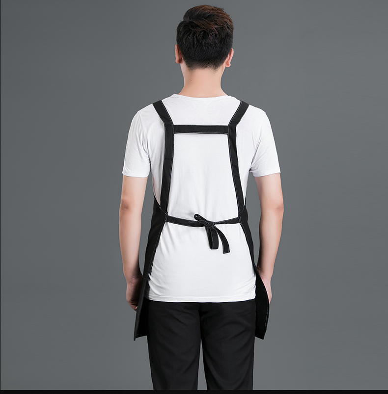 牛仔布料圍裙定制logo咖啡店男女韓版時(shí)尚家用廚房理發(fā)店工作服(圖21)