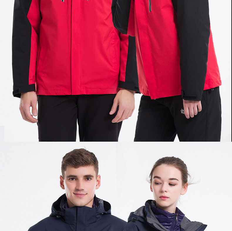 戶(hù)外沖鋒衣男女加絨加厚三合一兩件套定制印logo工作服冬季羽絨服(圖12)
