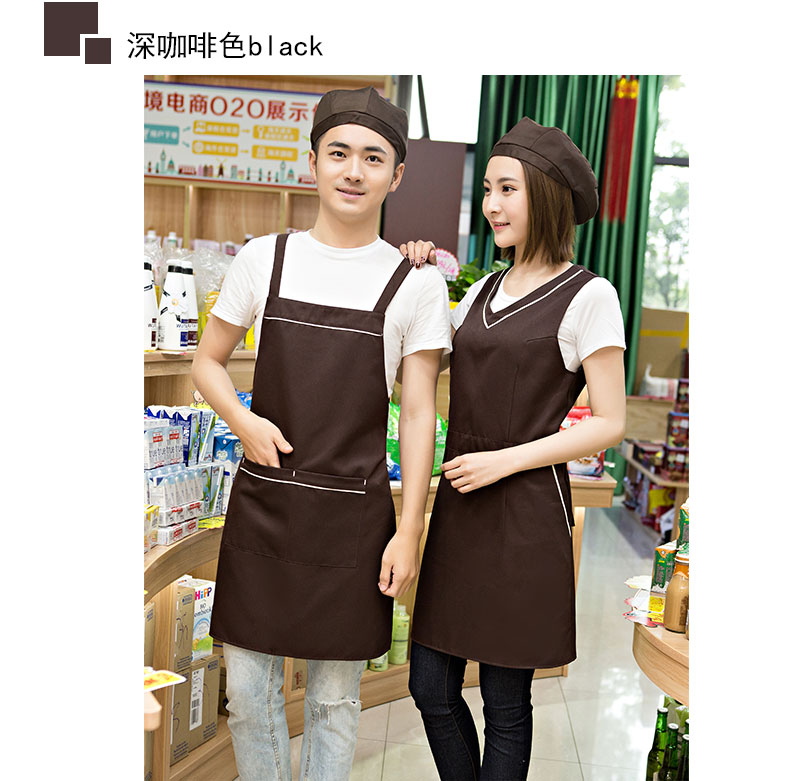 奶茶店美容養生超市餐廳圍裙定制logo印字服務(wù)員工作服背心帶韓版(圖22)
