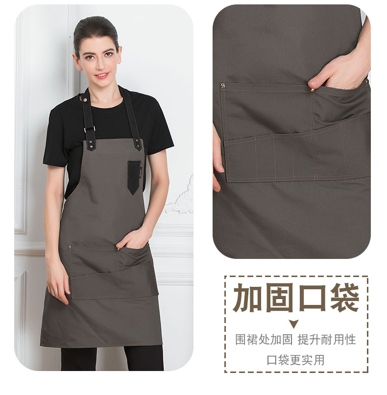 韓版時(shí)尚帆布牛仔圍裙定制logo印字奶茶店咖啡師烘焙畫(huà)畫(huà)工作服女(圖5)