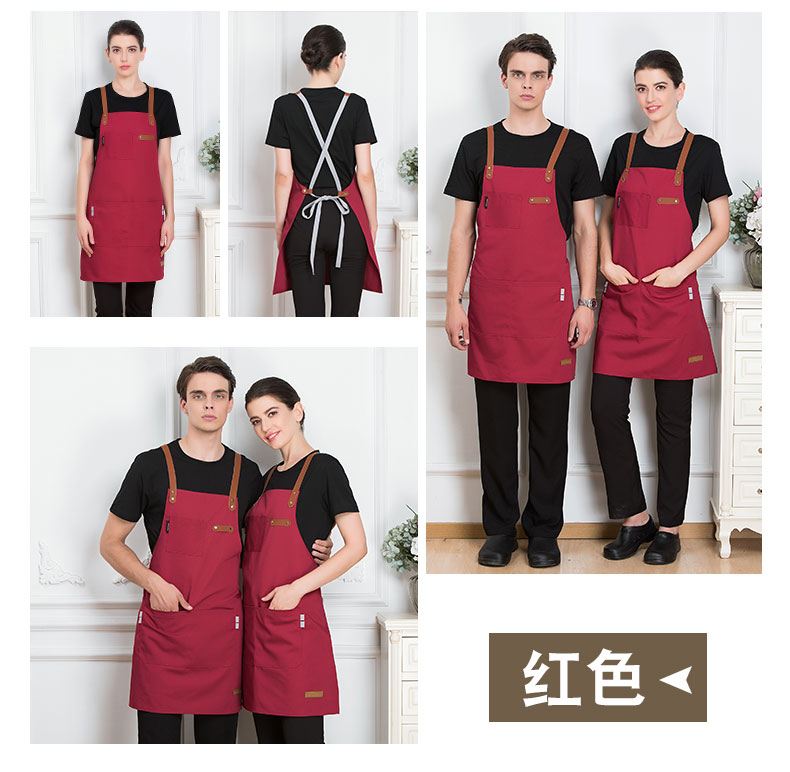 韓版時(shí)尚帆布牛仔圍裙定制logo印字奶茶店咖啡師烘焙畫(huà)畫(huà)工作服女(圖12)