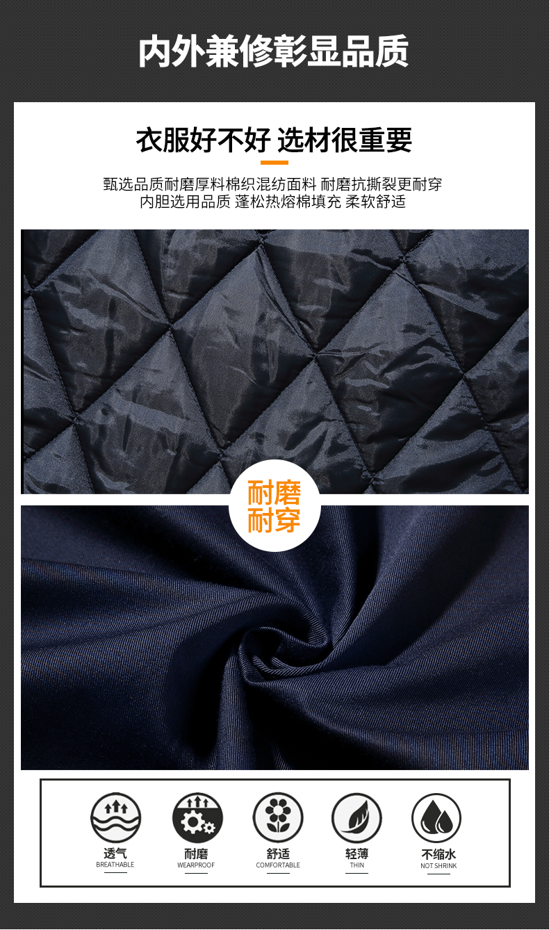 工作服棉衣男冬季加厚耐磨保暖防寒服勞保棉襖工廠(chǎng)車(chē)間可拆卸冬裝(圖5)