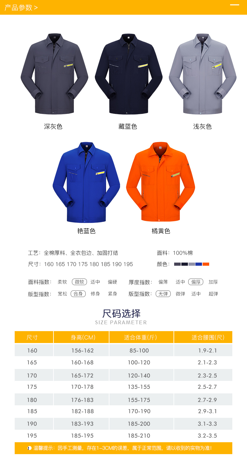 純棉工作服套裝男全棉春秋加厚耐磨焊工防燙勞保服汽修服上衣定制(圖6)
