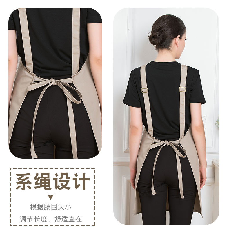 韓版定做LOGO背帶園藝網(wǎng)咖理發(fā)加厚耐磨西餐廳烘焙蛋糕奶茶店圍裙(圖7)