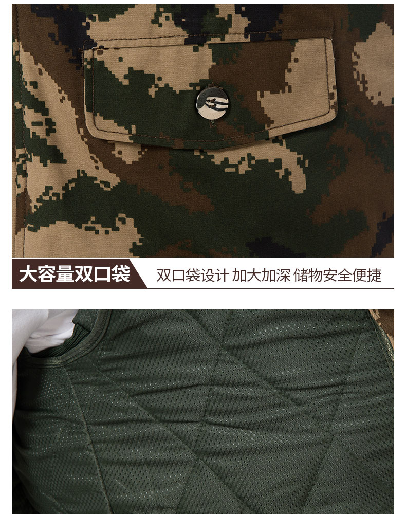 軍大衣男冬季加厚中長(cháng)款荒漠迷彩加絨勞保棉襖冷庫防寒棉服大衣女(圖16)