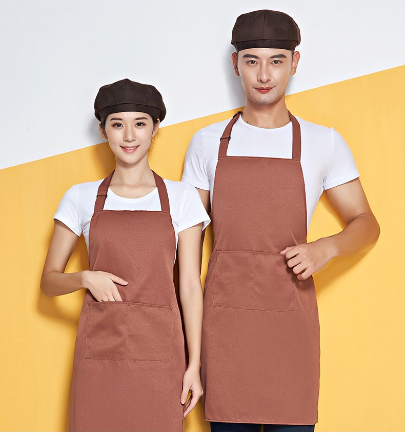 掛脖圍裙定制logo印字廣告餐廳飯店美甲奶茶店防水工作服純色簡(jiǎn)約(圖11)