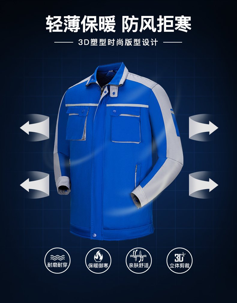 冬季工作服棉衣男 加厚勞保棉襖耐磨防寒棉服 工裝上衣(圖2)