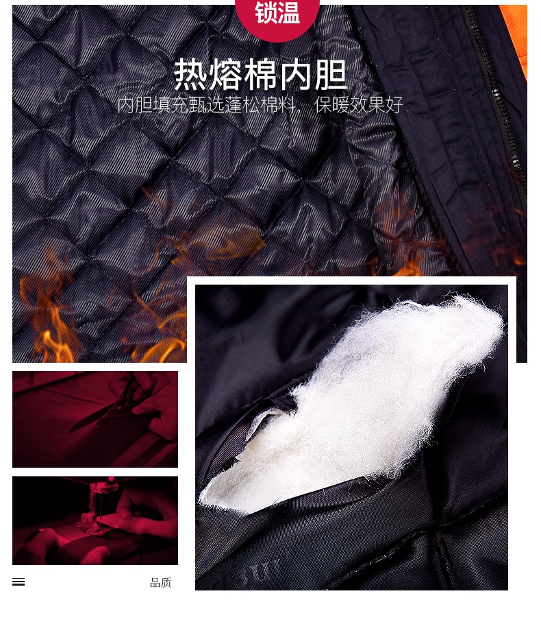 冬季工作服棉衣男加厚反光條勞保服羽絨棉襖耐磨大口袋防寒服冬裝(圖7)