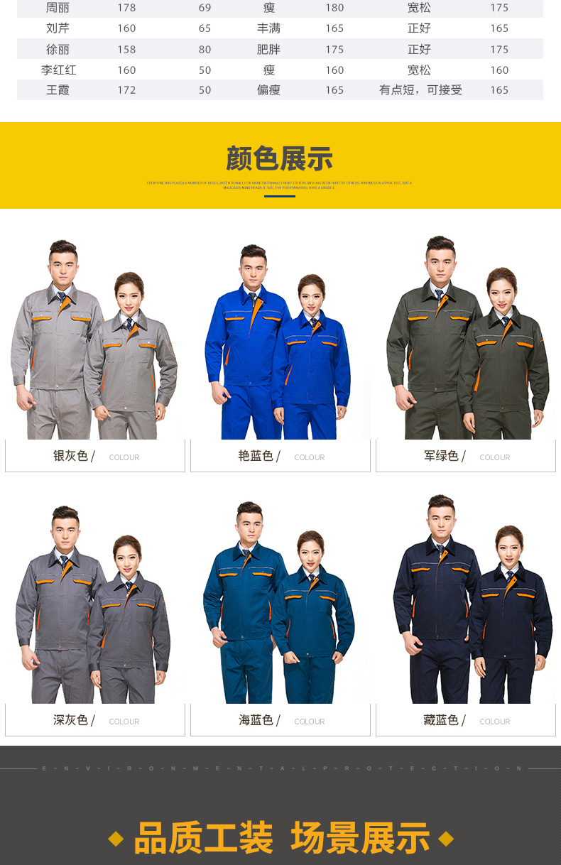 長(cháng)袖工作服套裝男工廠(chǎng)車(chē)間汽修勞保服廠(chǎng)服反光條工程服CVC棉(圖9)