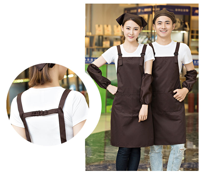 奶茶店美容養生超市餐廳圍裙定制logo印字服務(wù)員工作服背心帶韓版(圖24)