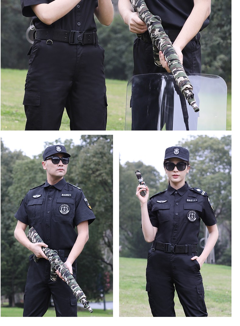 保安夏季短袖工作服套裝藍色男女夏裝半袖夾克制服白色保安作訓服(圖14)