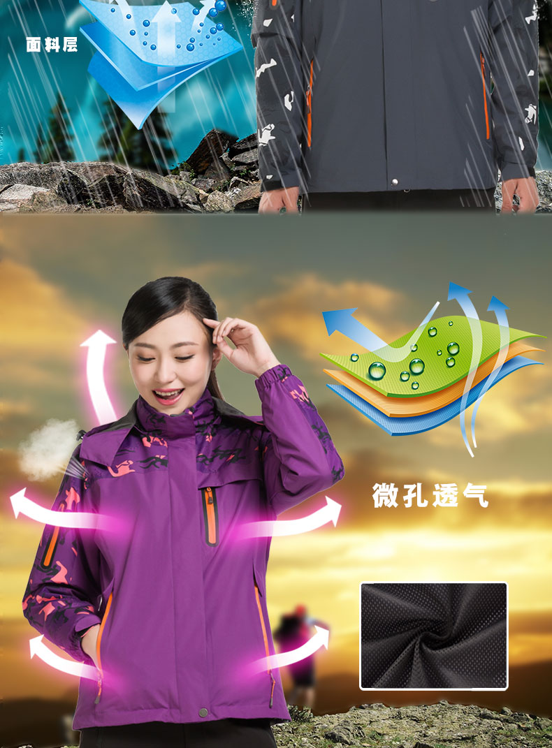 迷彩沖鋒衣男潮女工作服隊服班服工裝冬季定制logo印字隊服校服厚(圖4)