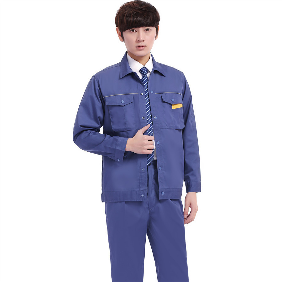 定制春夏秋冬天長(cháng)袖工作服套裝男女薄款透氣棉工裝定做(圖1)