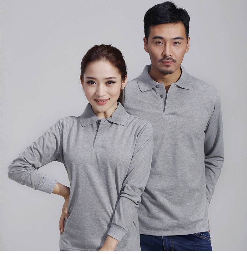 長(cháng)袖T恤男女廣告衫表演翻領(lǐng)工作服團體班服純色Polo衫定制加LOGO(圖14)