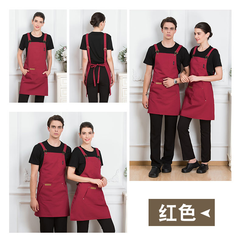 韓版定做LOGO背帶園藝網(wǎng)咖理發(fā)加厚耐磨西餐廳烘焙蛋糕奶茶店圍裙(圖12)