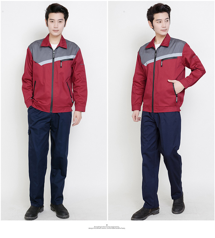 長(cháng)袖勞保工裝工作服套裝 拼肩長(cháng)袖(圖12)