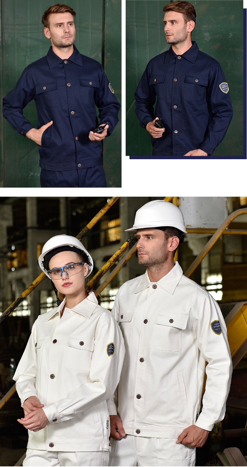 春秋加厚純棉工作服套裝男石油化工加油站煤礦定制防阻燃耐磨工裝(圖15)