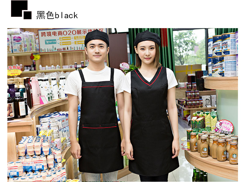 奶茶店美容養生超市餐廳圍裙定制logo印字服務(wù)員工作服背心帶韓版(圖16)