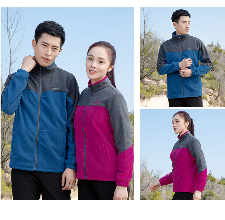 紅色沖鋒衣工作服定制印字logo三合一可拆卸外套防風(fēng)防水登山服男(圖26)