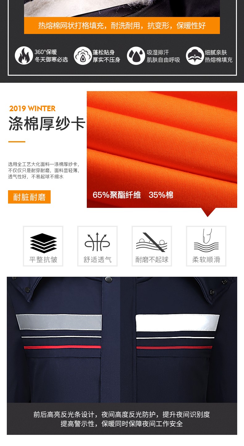 工作服棉衣男加厚耐磨冬季保暖防寒勞保棉服環(huán)衛中鐵工人棉襖冬裝(圖6)