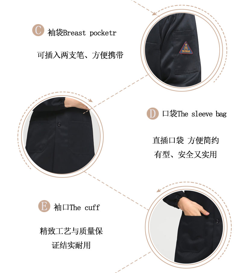 防酸堿靜電工作服大褂長(cháng)款實(shí)驗室化學(xué)防化防護服白男女靜電服(圖7)