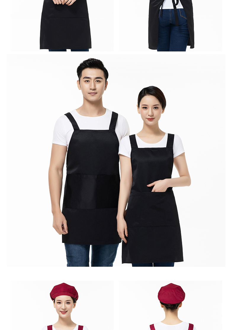 圍裙定制logo印字家用廚房純棉防水防油定做餐飲店工作服女時(shí)尚男(圖14)