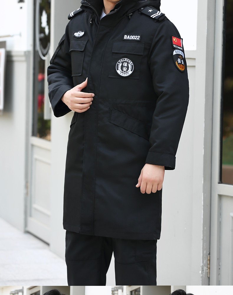 保安大衣男冬季制服棉服黑色作訓服冬裝套裝女耐磨定制工作服棉衣(圖19)