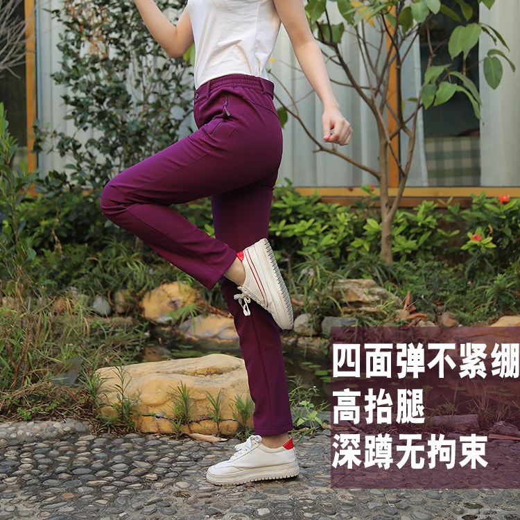 秋冬季戶(hù)外抓絨軟殼沖鋒褲女加絨加厚防水防風(fēng)寒滑雪褲男大碼寬松(圖2)