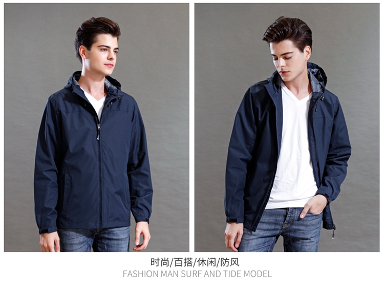 秋裝男連帽風(fēng)衣公司定制logo印字圖片沖鋒衣外套戶(hù)外防風(fēng)雨工作服(圖15)