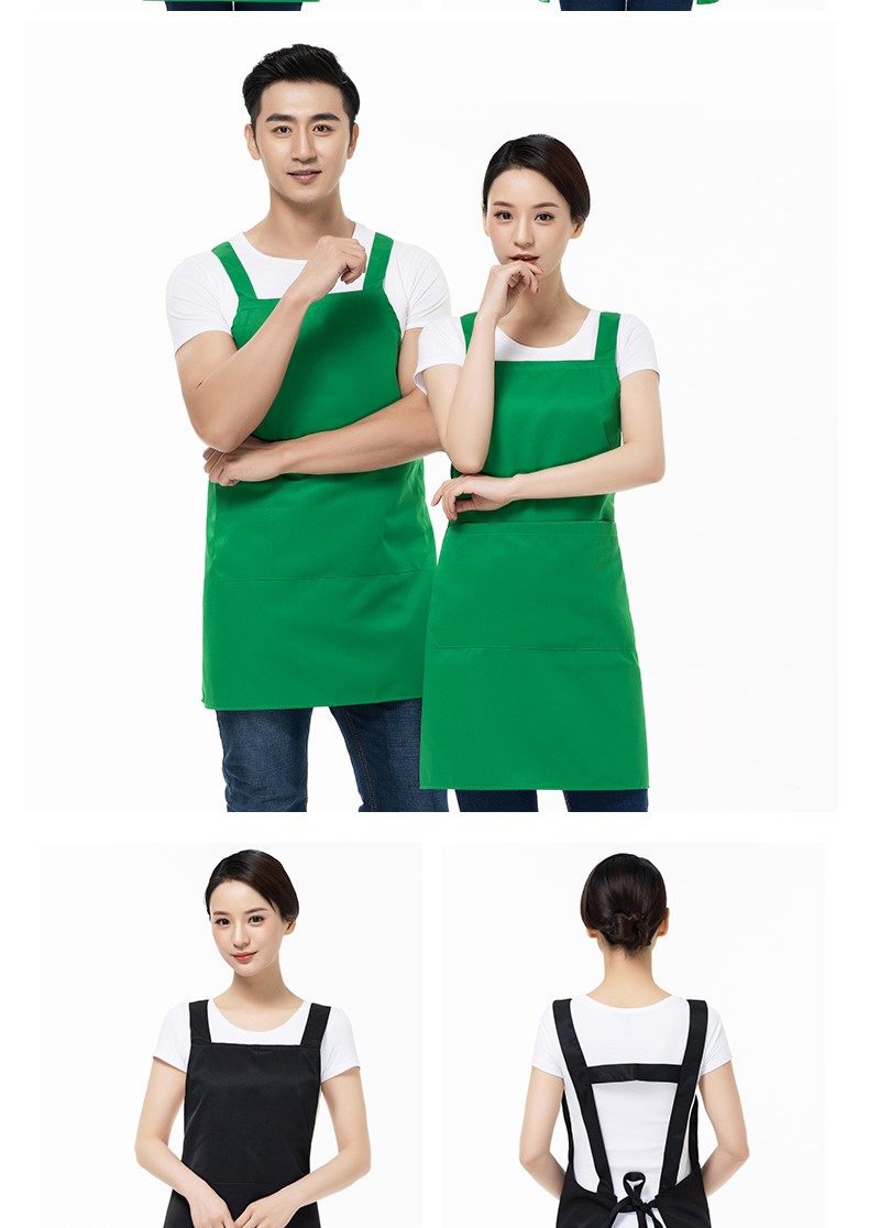 圍裙定制logo印字家用廚房純棉防水防油定做餐飲店工作服女時(shí)尚男(圖13)