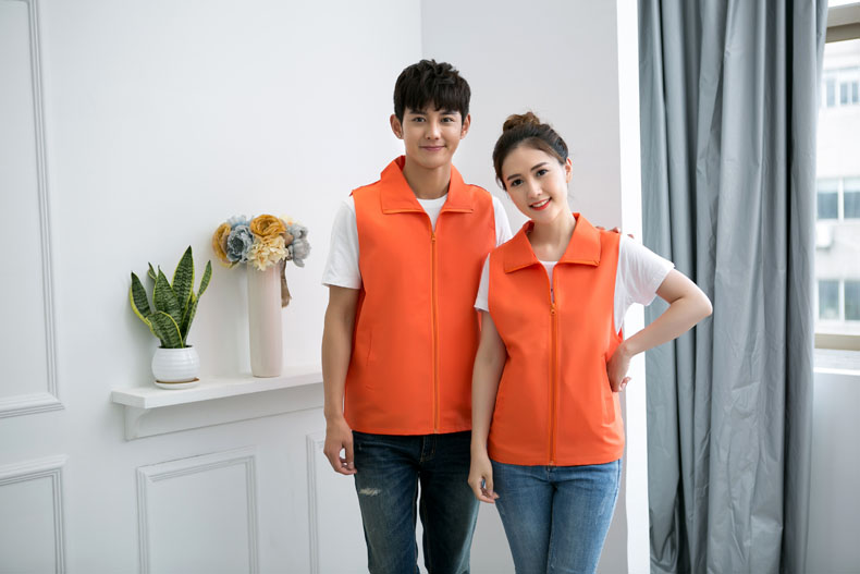 印logo定制志愿者馬甲義工工作服公益活動(dòng)服裝v領(lǐng)背心純棉紅馬甲(圖12)