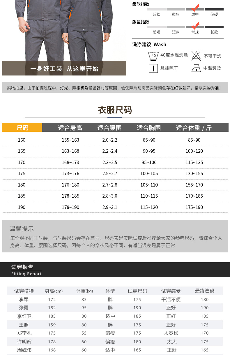 長(cháng)袖工作服套裝男工廠(chǎng)車(chē)間汽修勞保服廠(chǎng)服反光條工程服CVC棉(圖8)