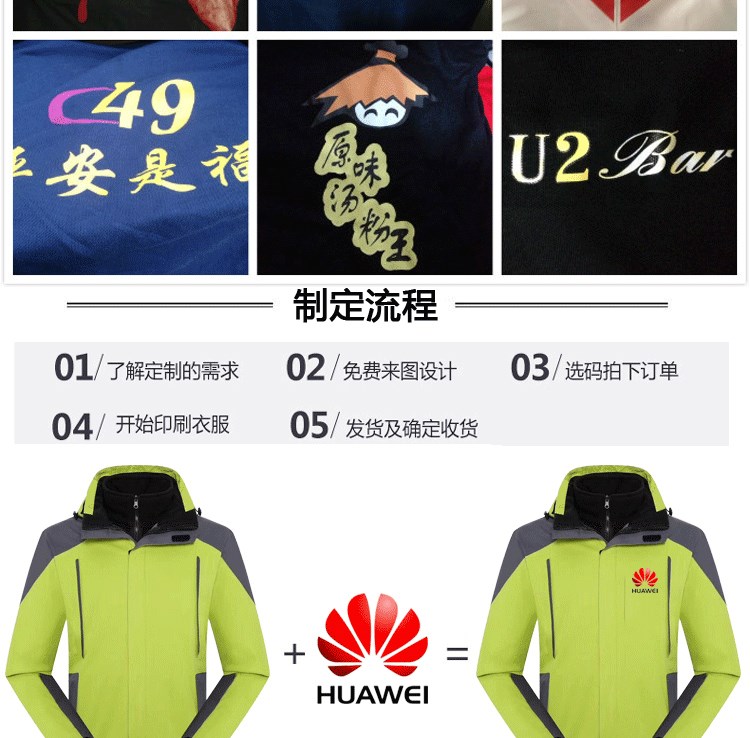 沖鋒衣定制團體企業(yè)工作服男登山服旅游女防風(fēng)防水保暖印logo刺繡(圖4)