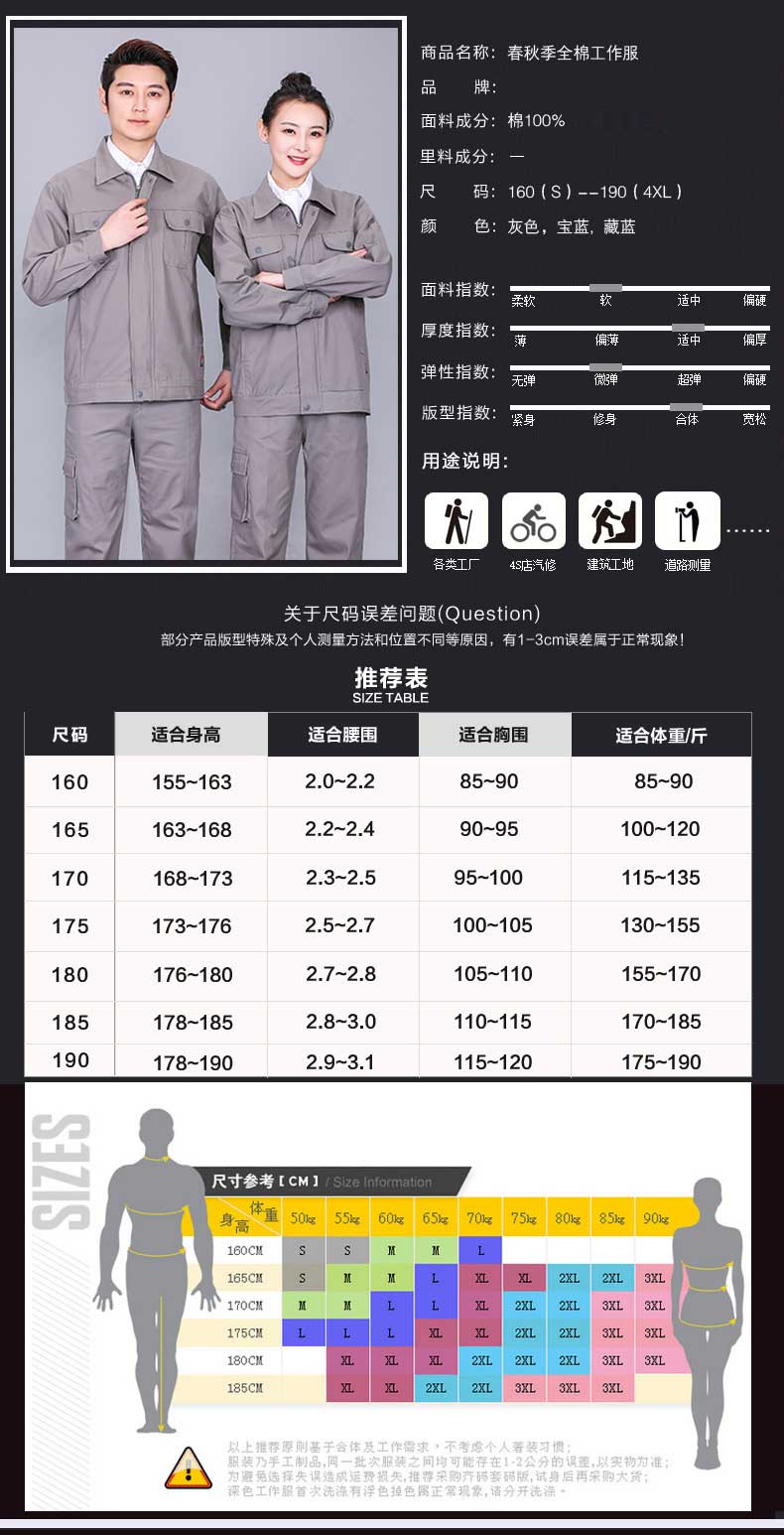 純棉耐磨長(cháng)袖勞保服電焊防燙工作服套裝男士秋冬加厚工地工裝定制(圖2)