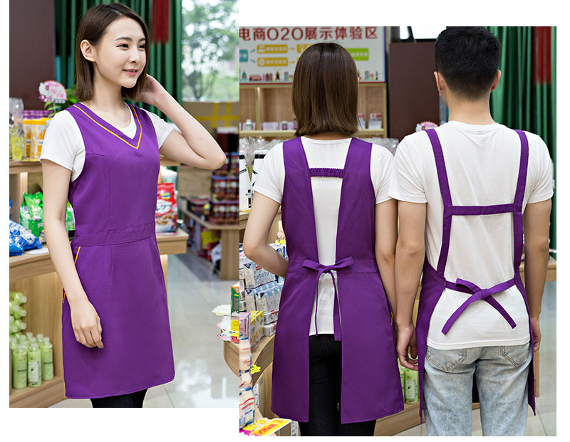 奶茶店美容養生超市餐廳圍裙定制logo印字服務(wù)員工作服背心帶韓版(圖15)