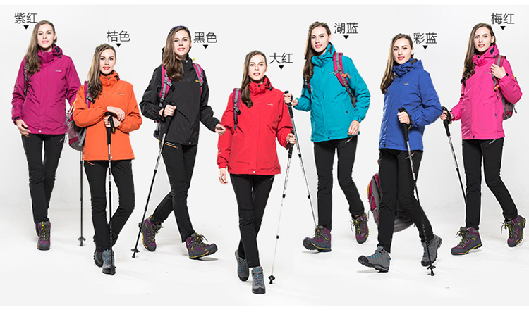 黑色沖鋒衣男女三合一兩件套 秋冬季戶(hù)外工作服大碼定制印字logo(圖10)