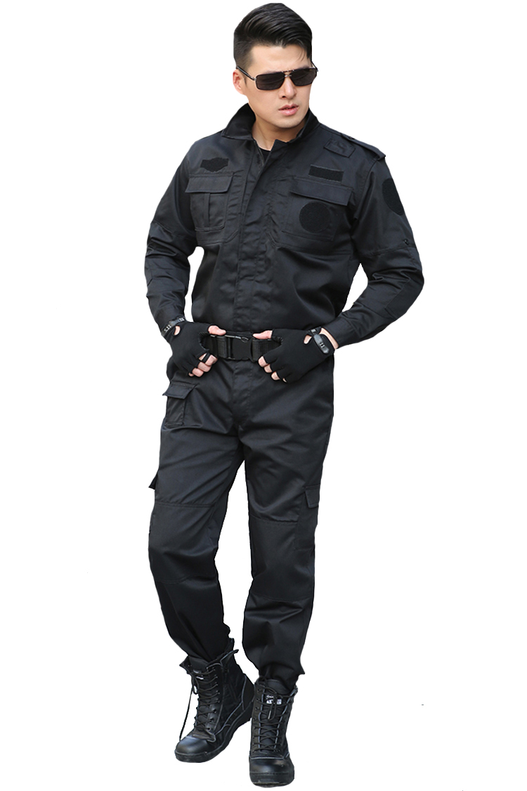 保安工作服套裝男長(cháng)袖春秋冬作訓服黑色物業(yè)保安制服訓練服保安服(圖6)