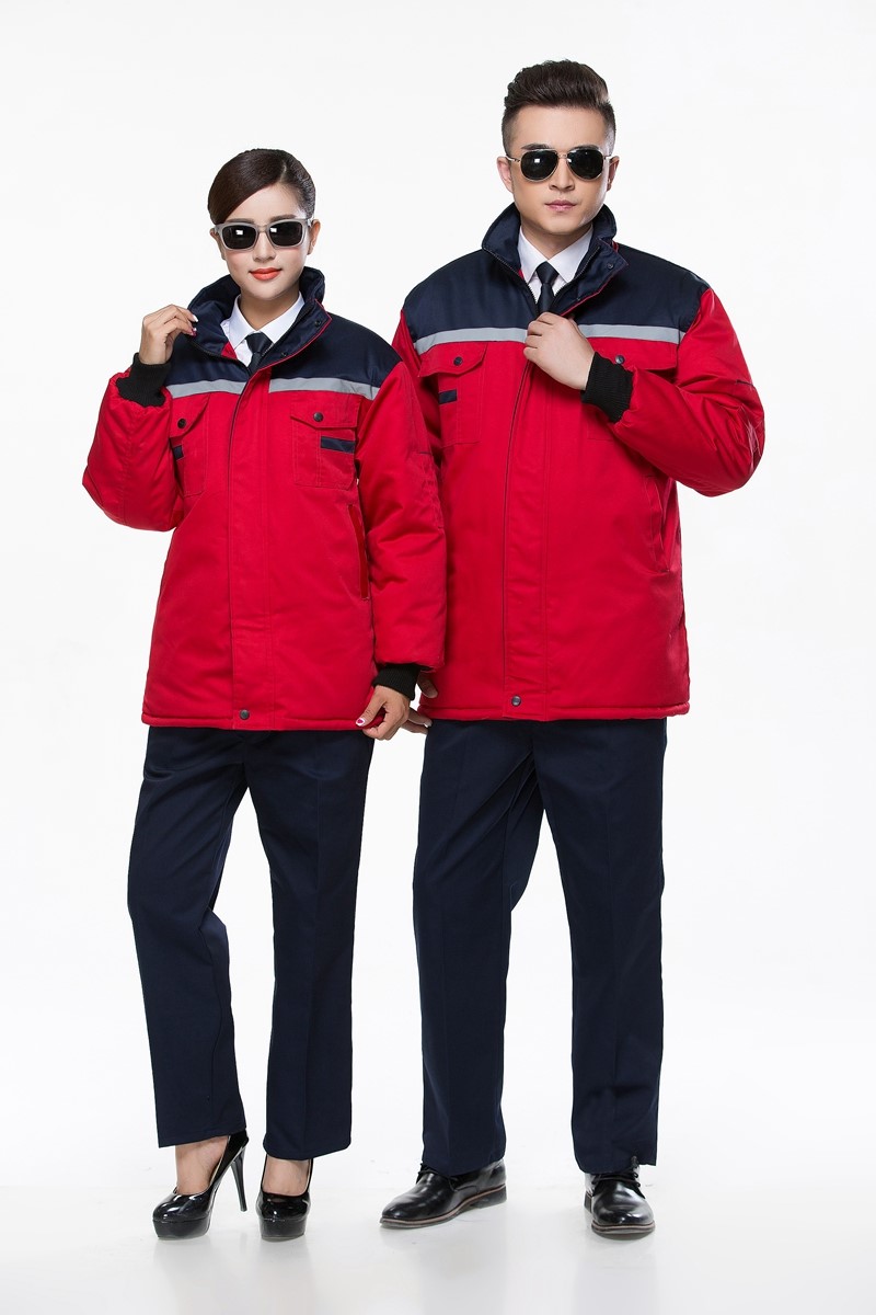工作服棉衣防寒勞保加厚工程服冬裝汽修維修師男廠(chǎng)服反光條棉襖(圖4)