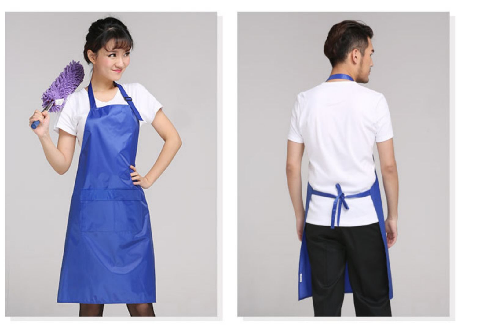 圍裙 防水PVC廚房簡(jiǎn)約工作服韓版時(shí)尚防水廚師圍裙男女定制(圖9)