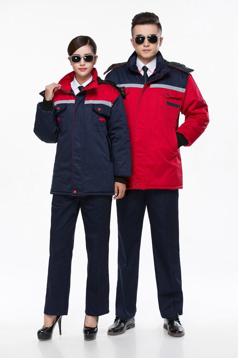 工作服棉衣防寒勞保加厚工程服冬裝汽修維修師男廠(chǎng)服反光條棉襖(圖7)