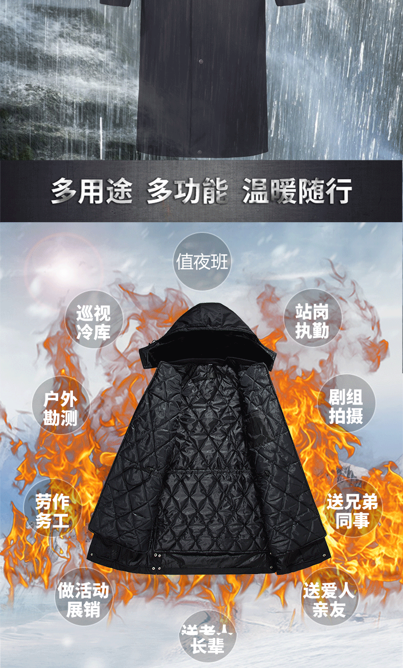 保安大衣男冬季制服棉服黑色作訓服冬裝套裝女耐磨定制工作服棉衣(圖5)