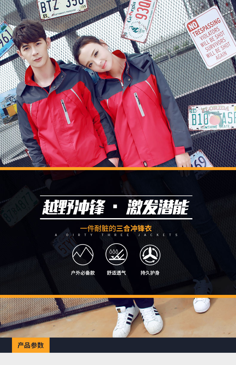 沖鋒衣定制logo工作服男春秋薄款撞色情侶款寬松bf風(fēng)國潮防風(fēng)衣女(圖1)