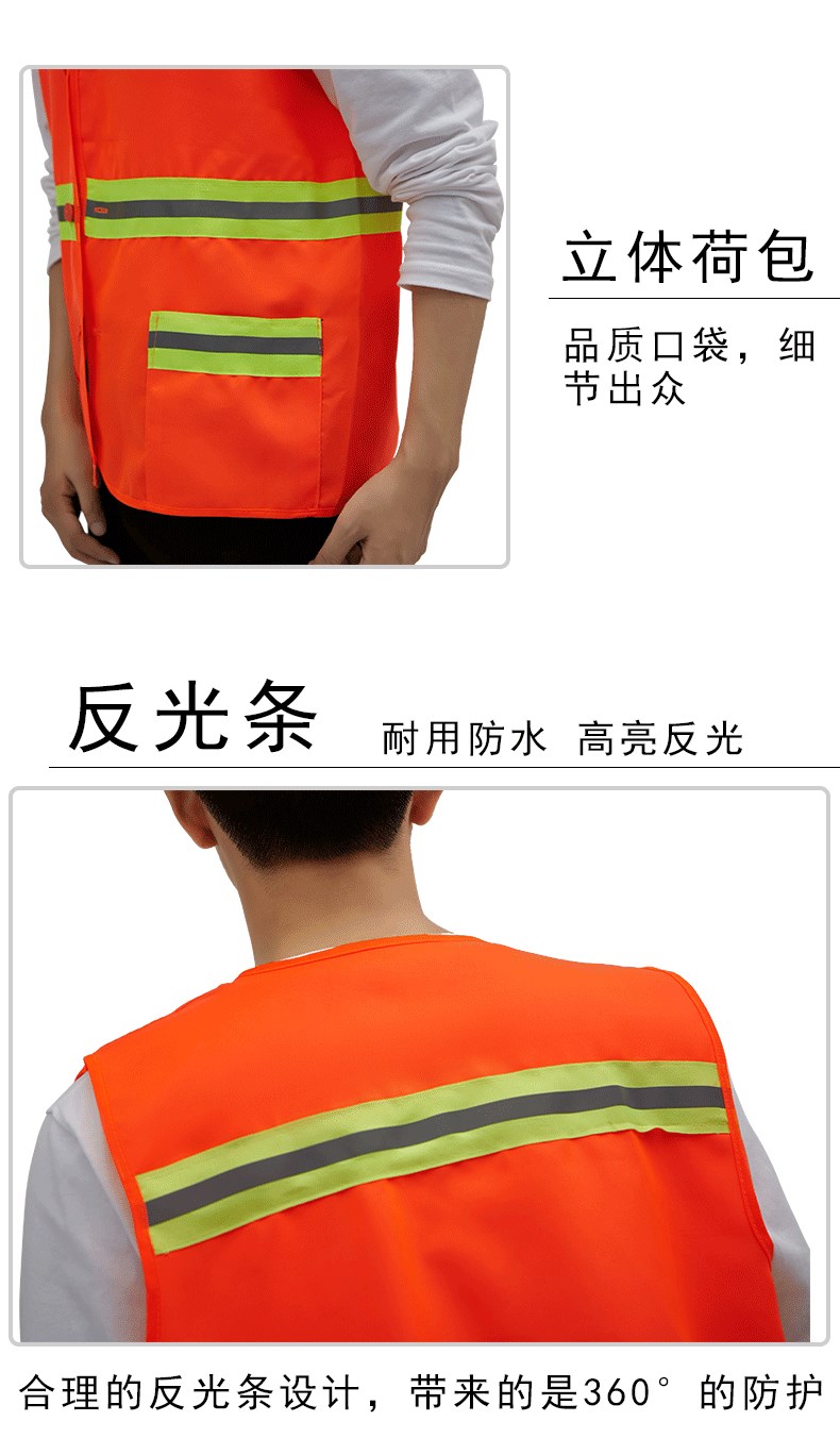 環(huán)衛馬甲反光背心園林工人物業(yè)勞保建筑工地保潔工作服定制印logo(圖10)
