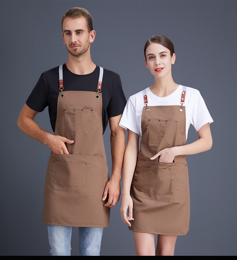 帆布牛仔圍裙 韓版工作服廚房女定制logo定做網(wǎng)咖花店咖啡店印字(圖16)