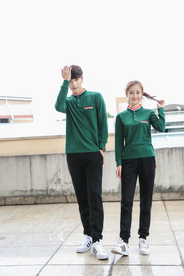 2019秋季工作服長(cháng)袖t恤立領(lǐng)POLO衫男女工裝團體服定制diy印字logo(圖8)