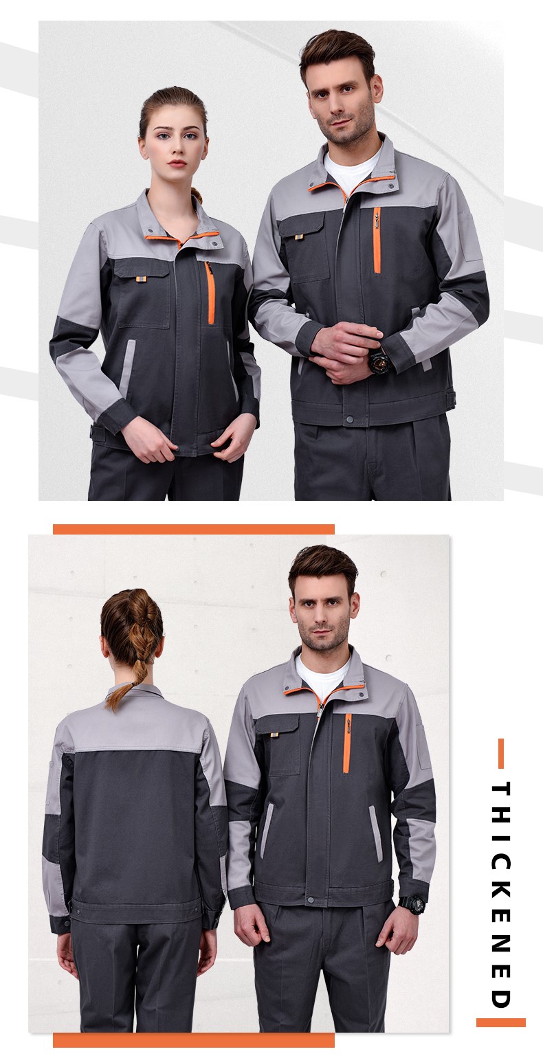 純棉工作服套裝男全棉長(cháng)袖加厚耐磨工廠(chǎng)車(chē)間勞保服汽修服工裝上衣(圖13)