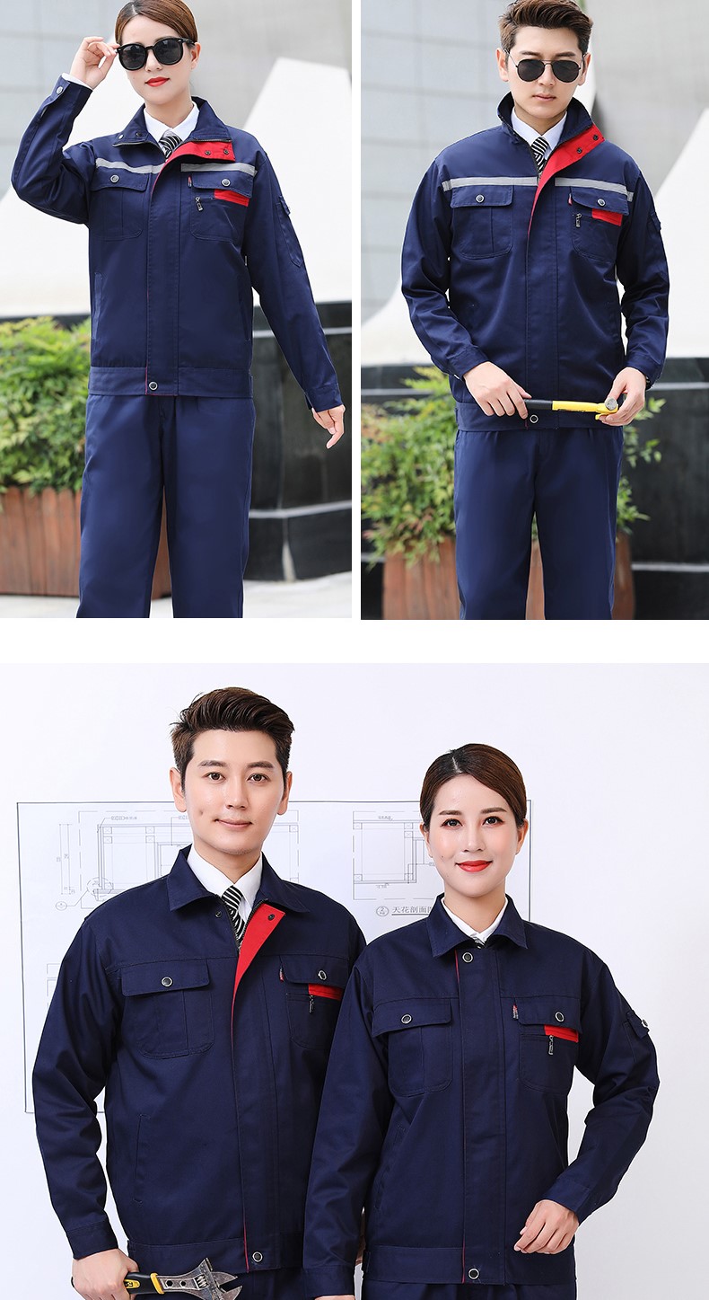 電焊長(cháng)袖工作服套裝男防燙阻燃廠(chǎng)服耐磨汽修勞保服工程服加厚(圖9)